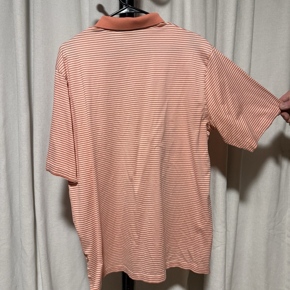 Polo Golf Ralph Lauren‎ Mens Large Orange White Striped Pima Cotton Polo Shirt - Picture 2 of 5